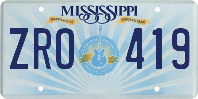 MS license plate ZRO419