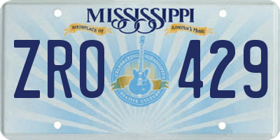 MS license plate ZRO429