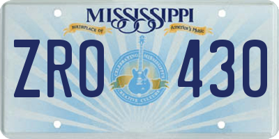 MS license plate ZRO430