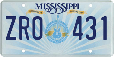 MS license plate ZRO431