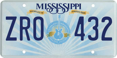 MS license plate ZRO432