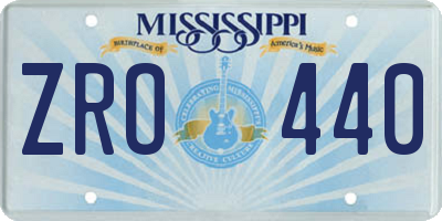 MS license plate ZRO440