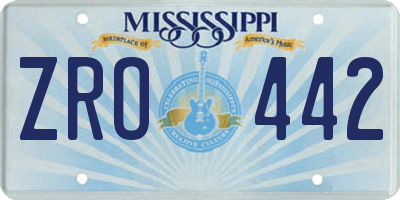 MS license plate ZRO442