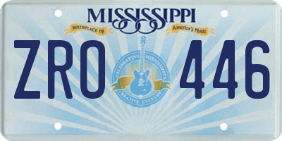 MS license plate ZRO446