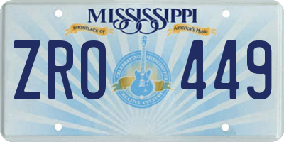 MS license plate ZRO449