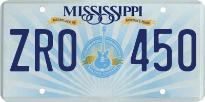 MS license plate ZRO450