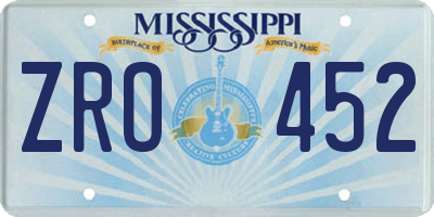 MS license plate ZRO452