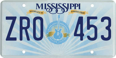 MS license plate ZRO453