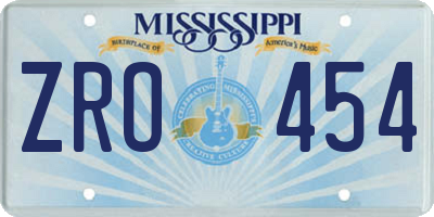 MS license plate ZRO454