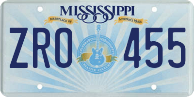 MS license plate ZRO455