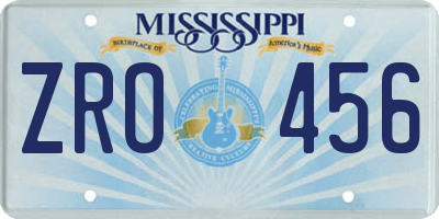 MS license plate ZRO456