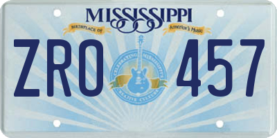MS license plate ZRO457