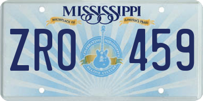 MS license plate ZRO459