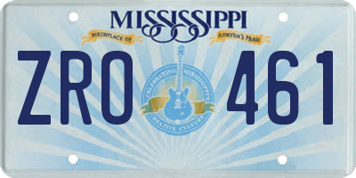 MS license plate ZRO461
