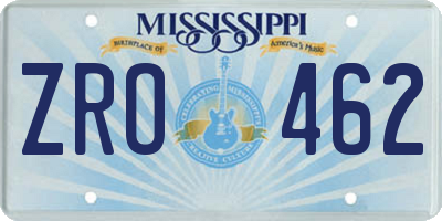 MS license plate ZRO462