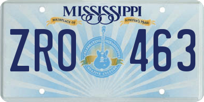 MS license plate ZRO463