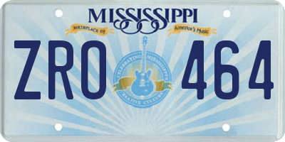 MS license plate ZRO464