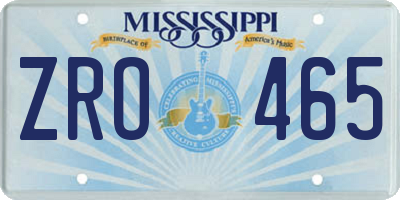 MS license plate ZRO465