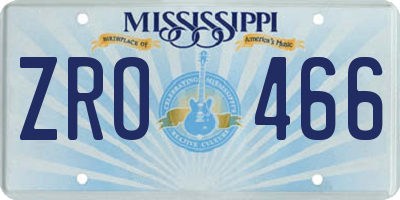 MS license plate ZRO466