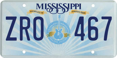 MS license plate ZRO467