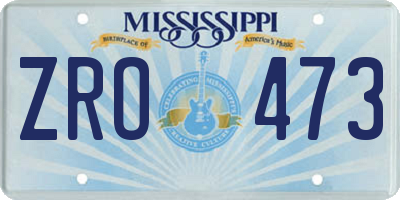 MS license plate ZRO473