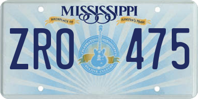 MS license plate ZRO475