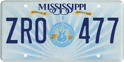 MS license plate ZRO477