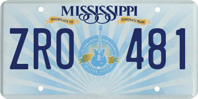 MS license plate ZRO481