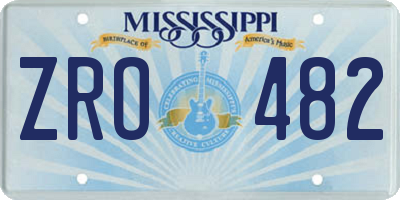 MS license plate ZRO482