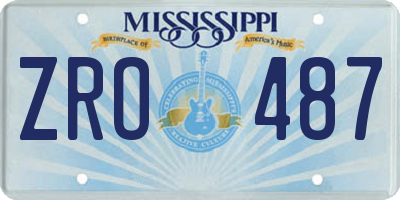 MS license plate ZRO487