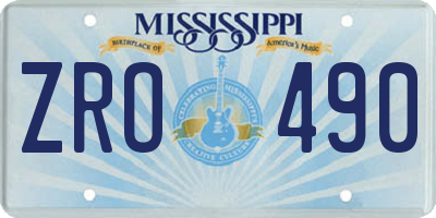 MS license plate ZRO490