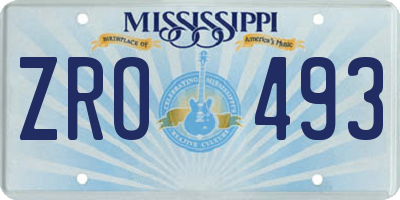 MS license plate ZRO493