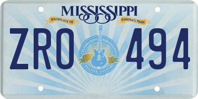 MS license plate ZRO494