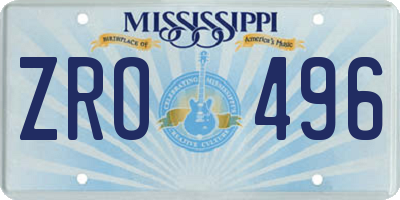 MS license plate ZRO496