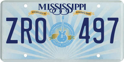 MS license plate ZRO497