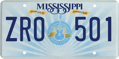 MS license plate ZRO501