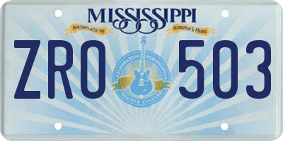 MS license plate ZRO503