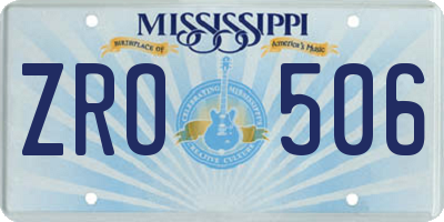 MS license plate ZRO506