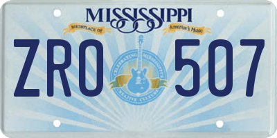 MS license plate ZRO507