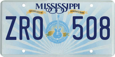 MS license plate ZRO508