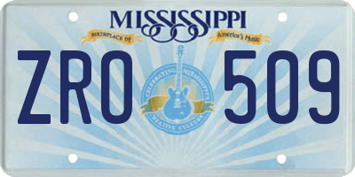 MS license plate ZRO509