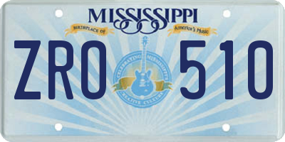 MS license plate ZRO510