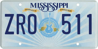MS license plate ZRO511