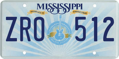 MS license plate ZRO512