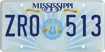 MS license plate ZRO513