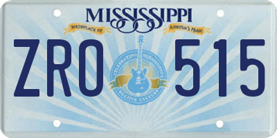 MS license plate ZRO515