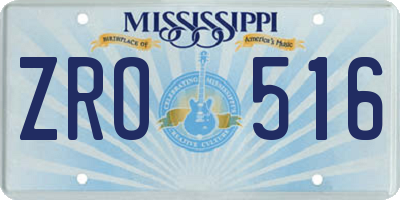 MS license plate ZRO516