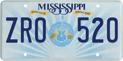 MS license plate ZRO520