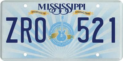 MS license plate ZRO521