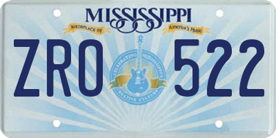 MS license plate ZRO522
